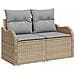 Set divano da giardino 9 pezzi con cuscini Beige Polyrattan, Divano da giardino 2 posti con cuscini Beige Polyrattan - Foto miniatura 4
