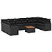 Set Divani da Giardino 11 pz con Cuscini in Polyrattan Nero - Foto miniatura 1
