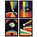 Set Di 4 Stampe Raggi Posters In Arte Astratta Illustrazioni E Manifesti Di Galassie Artistiche Moderne E A Colori Per L'interior Cornice Nera A4 - Foto miniatura 1