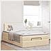 Struttura Letto Pouf con Materasso Crema 120x200 cm in Tessuto - Foto miniatura 4