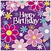 16 Tovaglioli Di Carta Happy Birthday Fiori Da 33 Cm Taglia Unica - Foto miniatura 1