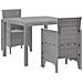 Set da pranzo per giardino 3 pezzi grigio in poly rattan - Foto miniatura 1
