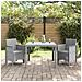 Set da pranzo per giardino 3 pezzi grigio in poly rattan - Foto miniatura 3