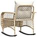 Sedia a Dondolo da Giardino con Cuscini in Polyrattan Beige - Foto miniatura 6