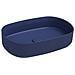 Lavabo Ovale Da Appoggio Senza Troppo Pieno In Ceramica Senza Foro Rubinetto - Blu Opaco - Foto miniatura 1