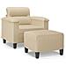 Poltrona con Poggiapiedi crema 60 cm in Tessuto Microfibra - Foto miniatura 1