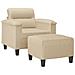 Poltrona con Poggiapiedi crema 60 cm in Tessuto Microfibra - Foto miniatura 3