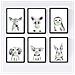 Set Di 6 Stampe Animali Bambini Con Gomma Da Masticare Maiale Coniglio Mucca Zorro Gufo Cane A3 Senza Cornice - Foto miniatura 1