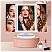 Specchio Per Trucco Led Tri-fold Con Motivo In Pelle, Alimentazione Usb /batteria Pink - Foto miniatura 2