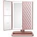Specchio Per Trucco Led Tri-fold Con Motivo In Pelle, Alimentazione Usb /batteria Pink - Foto miniatura 1