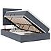 Letto con contenitore e LED Grigio scuro 120 x 190 cm Velluto - Foto miniatura 1