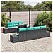 Set Divano da Giardino 8 pz 7-Numero di posti Nero e Turchese - Foto miniatura 5