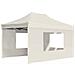 Gazebo Professionale Pieghevole Pareti Alluminio 4,5x3m Crema - Foto miniatura 3