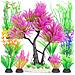 Albero Rosa Plastico Per Acquario Con Arbusti Artificiali - Decorazione Unica - Foto miniatura 1