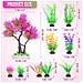 Albero Rosa Plastico Per Acquario Con Arbusti Artificiali - Decorazione Unica - Foto miniatura 4