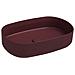 Lavabo Ovale Da Appoggio Senza Troppo Pieno In Ceramica Senza Foro Rubinetto - Bordeaux Opaco - Foto miniatura 1