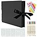 Scrap Prenota 80 Black Pages Scrapbook Album Fotografico 12 X 9 Pollici Memory Books Guestbook Regalo Di Diy Scrapbooking Kit Con 10pcs Marcatori Penne 5pcs Stencil 6pcs Adesivi E 2pcs Angoli Della Foto - Foto miniatura 1