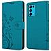 Custodia Compatibile Con Oppo Find X3 Lite In Blu Fiore - Coperchio Protettivo In Design Floreale Con Chiusura Magnetica, Funzione Stand E Slot Per Carte - Foto miniatura 7