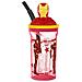 Bicchiere Rosso Per Bambini In Plastica Avengers Iron Man 360 Ml Con Cannuccia E Figura 3d Del Personaggio - Foto miniatura 1