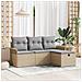 Set Divano da Giardino 4 Pezzi con Cuscini Beige in Polyrattan - Foto miniatura 2
