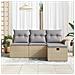 Set Divano da Giardino 4 Pezzi con Cuscini Beige in Polyrattan - Foto miniatura 3
