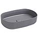 Lavabo Ovale Da Appoggio Senza Troppo Pieno In Ceramica Senza Foro Rubinetto - Grigio Pietra Opaco - Foto miniatura 1