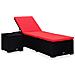 Lettino Prendisole Con Cuscino E Tavolino In Polyrattan Rosso - Foto miniatura 1