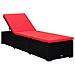 Lettino Prendisole Con Cuscino E Tavolino In Polyrattan Rosso - Foto miniatura 2