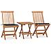 Set da Pranzo Giardino Pieghevole 3 pz Cuscino Massello di Teak - Foto miniatura 1