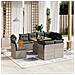 Set Divano Da Giardino 9 Pz Con Cuscini Grigio In Polyrattan - Foto miniatura 3