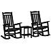 Set di Lounge da Giardino  3 Pezzi Nero HDPE, Sedia a dondolo giardino  nera 70x92x108 cm HDPE, Tavolino laterale Adirondack  nero 38x38x45 cm HDPE - Foto miniatura 1