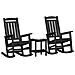 Set di Lounge da Giardino  3 Pezzi Nero HDPE, Sedia a dondolo giardino  nera 70x92x108 cm HDPE, Tavolino laterale Adirondack  nero 38x38x45 cm HDPE - Foto miniatura 3