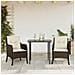 Set da Pranzo da Giardino 3pz con Cuscini in Polyrattan Marrone - Foto miniatura 2
