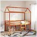 Letto a Soppalco con Tetto Cera 90x190cm Legno Massello di Pino - Foto miniatura 2