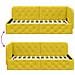 Cornice del letto ad angolo Giallo 100 x 200 cm Velluto - Foto miniatura 9