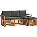 Set divani 4 pcs Naturale e Antracite Legno di Acacia Massello - Foto miniatura 1