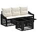 Set Divano da Giardino 4 pz Nero e Bianco Crema polyrattan - Foto miniatura 1