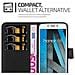 Custodia Compatibile Con Honor 6a In Nero Carbone - Coperchio Protettiva Con Chiusura Magnetica, Funzione Stand E Tasca Per Le Carte - Foto miniatura 4