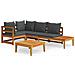 Set Divani Giardino 4 Pz Con Cuscini Grigio Scuro Legno Acacia - Foto miniatura 1