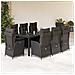 Set da Pranzo da Giardino 9 pz con Cuscini Nero in Polyrattan - Foto miniatura 6