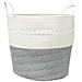 Cestino Portaoggetti Grigio E Bianco 43x38 Cm In Cotone - Foto miniatura 2