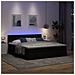Pouf Letto Con Materasso E Led Marrone Scuro 180x200cm Tessuto - Foto miniatura 3