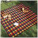 Tovaglia Picnic Pieghevole Quadri Multicolore 200x200cm Velluto - Foto miniatura 2