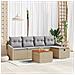 Set di divani da giardino 6 pezzi con cuscini Beige Rattan sintetico - Foto miniatura 2