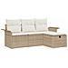 Set di Divano da Giardino a 4 pezzi con Cuscini Beige Poli Rattan - Foto miniatura 1