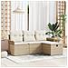 Set di Divano da Giardino a 4 pezzi con Cuscini Beige Poli Rattan - Foto miniatura 2