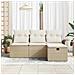 Set di Divano da Giardino a 4 pezzi con Cuscini Beige Poli Rattan - Foto miniatura 3