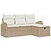 Set Divano da Giardino 4 Pezzi con Cuscini Beige in Rattan - Foto miniatura 1