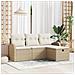 Set Divano da Giardino 4 Pezzi con Cuscini Beige in Rattan - Foto miniatura 2