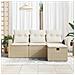 Set Divano da Giardino 4 Pezzi con Cuscini Beige in Rattan - Foto miniatura 3